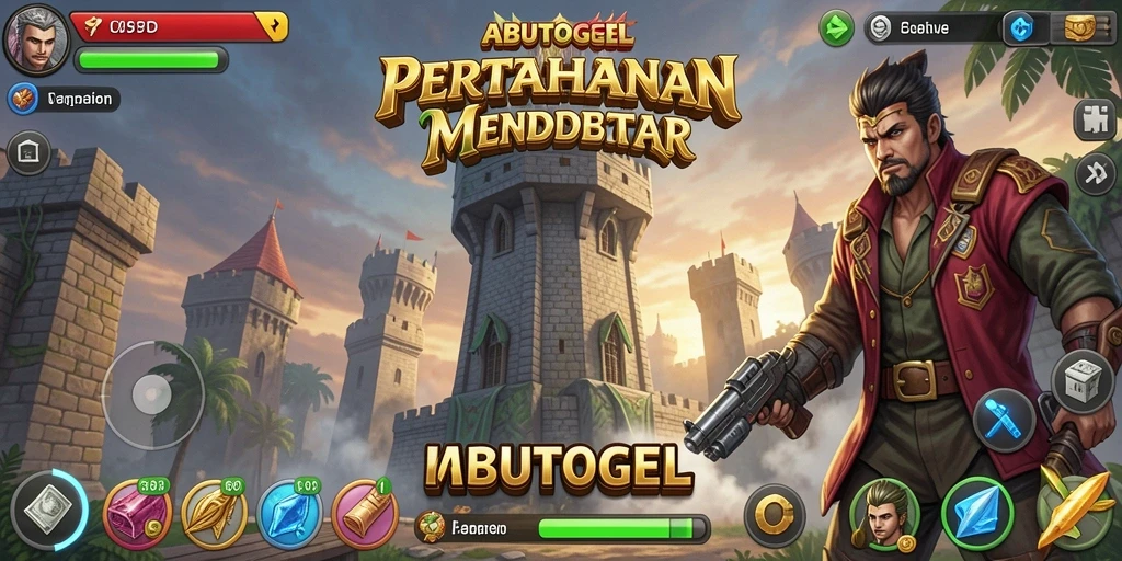 Screenshot gameplay ABUTOGEL menampilkan suasana Tower Defense yang dinamis.