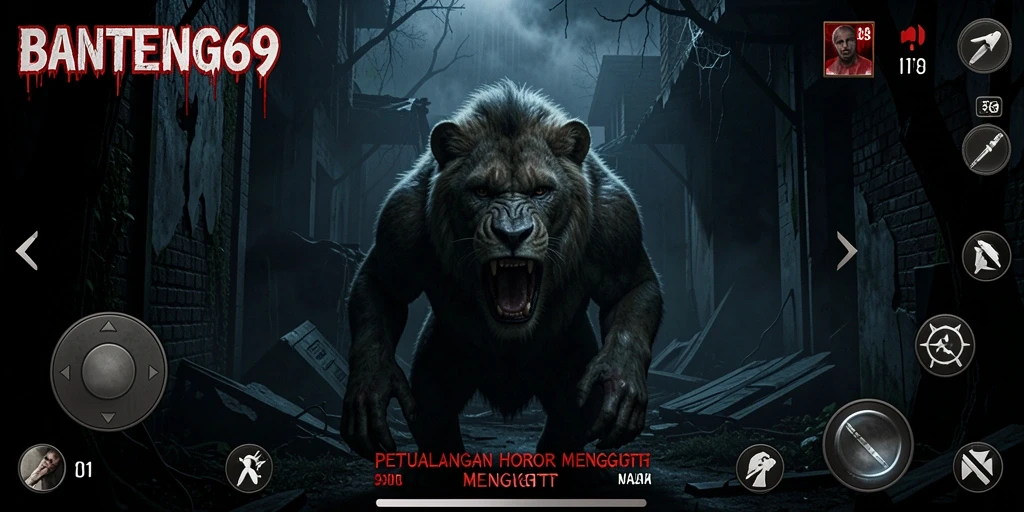 Screenshot menampilkan suasana mencekam dari gameplay BANTENG69.