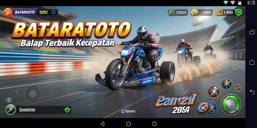 Gameplay BATARATOTO yang intens dan penuh aksi balapan.
