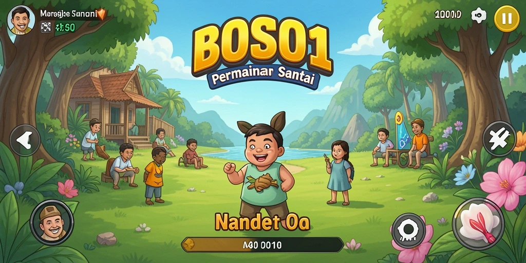 Tampilan gameplay BOS01 dengan karakter unik dan level menantang.