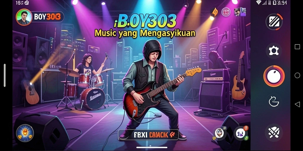 Tampilan gameplay BOY303 dengan irama musik yang menarik.