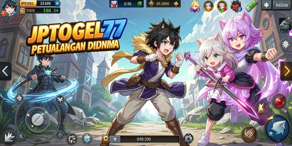 Tampilan gameplay seru dari JPTOGEL77 yang menampilkan pertarungan karakter Anime.