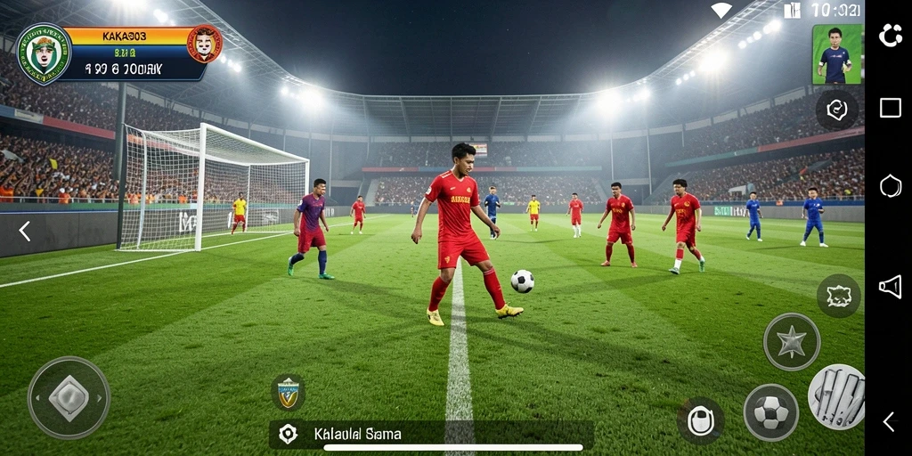 Tampilan gameplay menarik dari KAKA303 dengan aksi sepak bola seru.