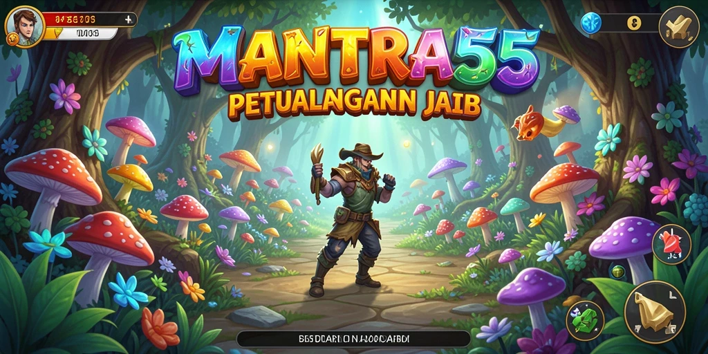 Screenshot utama dari gameplay <strong>MANTRA55</strong> menunjukkan eksplorasi dunia petualangan yang menakjubkan.