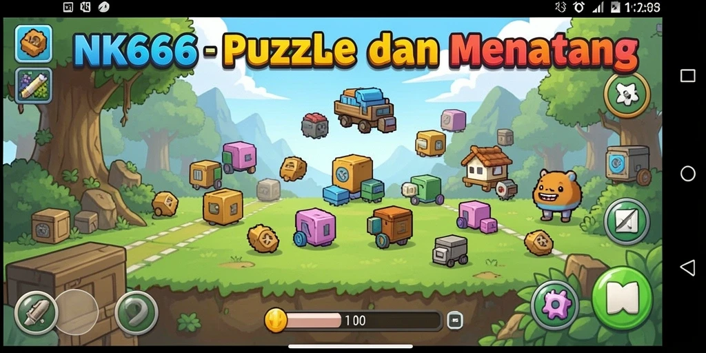 Tampilan menarik gameplay Puzzle NK666 saat menyelesaikan tantangan.