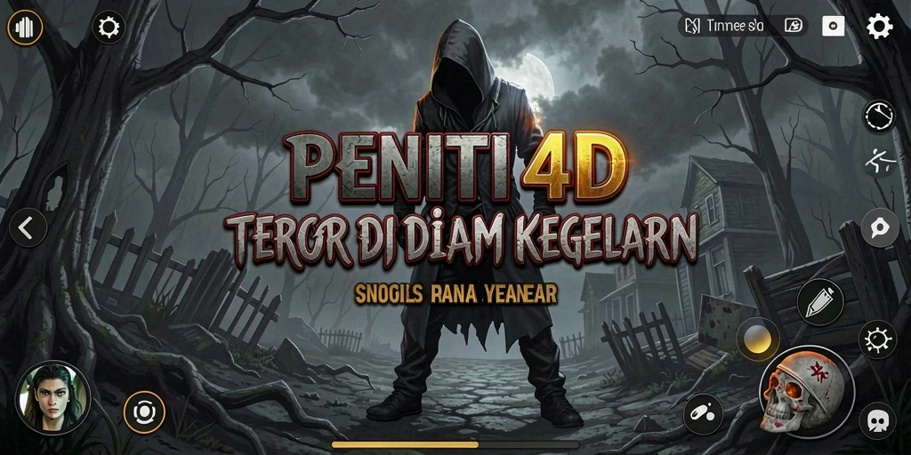 Screenshot utama PENITI4D menampilkan gameplay menegangkan dengan suasana mencekam.