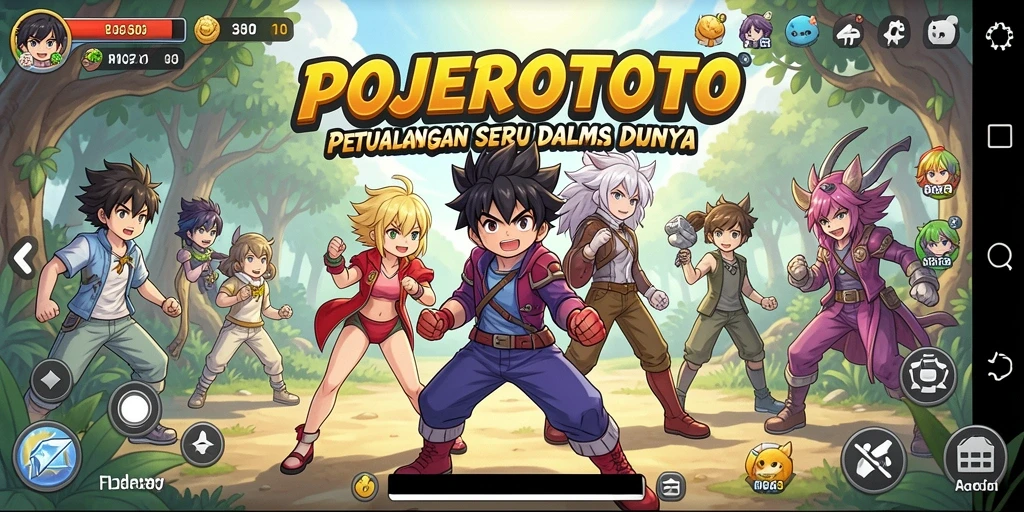 Tampilan gameplay seru dari POJEROTOTO dengan karakter Anime yang dinamis.
