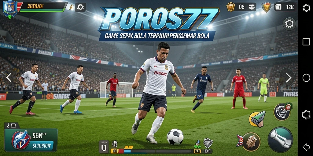 Tampilan gameplay POROS77 yang menegangkan dan mendebarkan dalam aksi sepak bola.