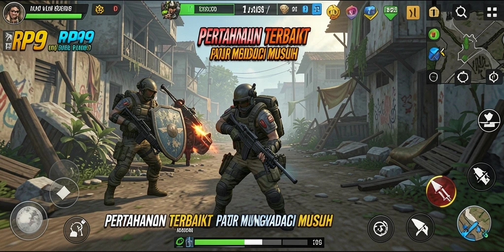 Tampilan gameplay menara dalam RP99 yang menegangkan dan seru.