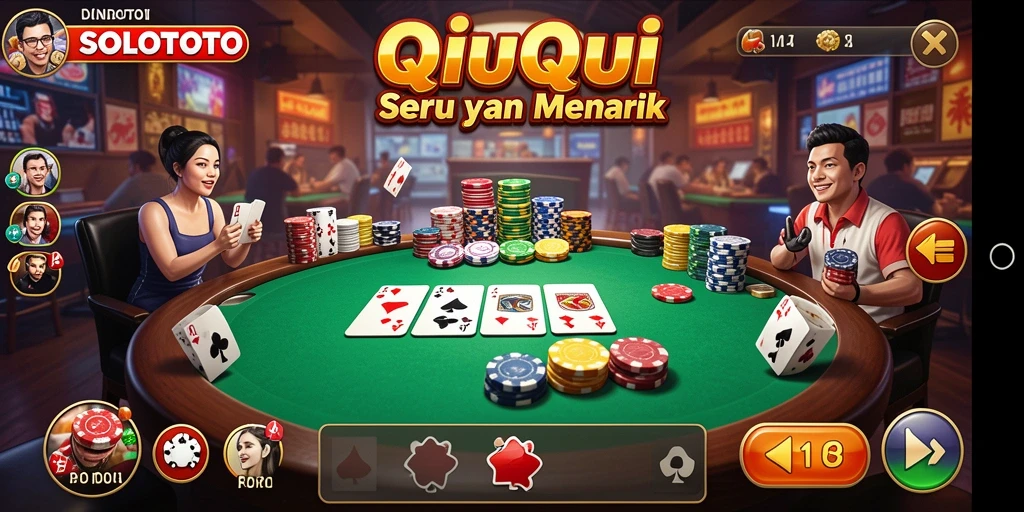 Tampilan menarik dari gameplay QiuQiu SOLOTOTO.