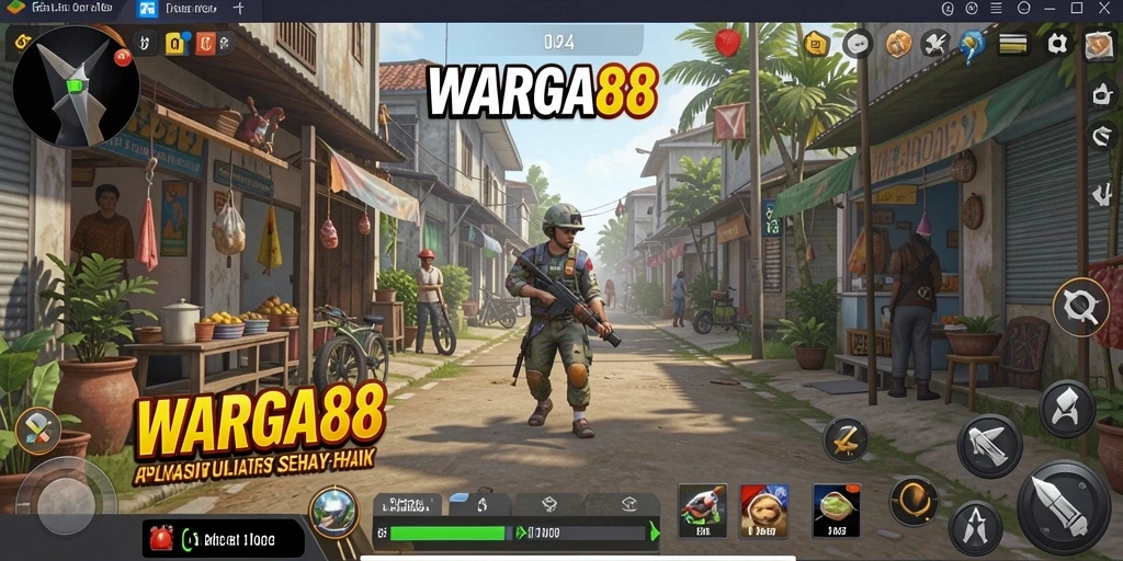 Tampilan antarmuka aplikasi WARGA88 dengan fitur utilitas yang intuitif.